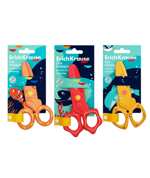 Foarfece ErichKrause pentru copii, din plastic, Sea friends, 12 cm